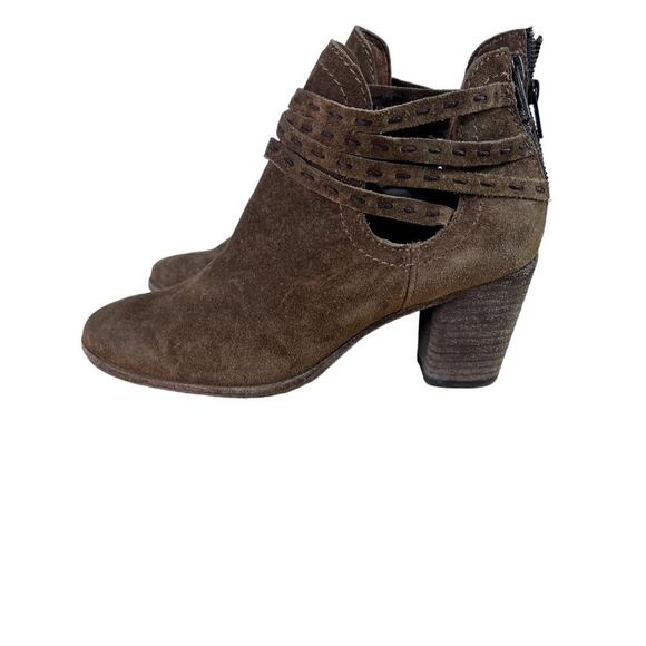Frye Bootie Naomi Pickstitch Women 7B Brown Suede Strappy Ankle Junk Gypsy Boho - Picture 3 of 13
